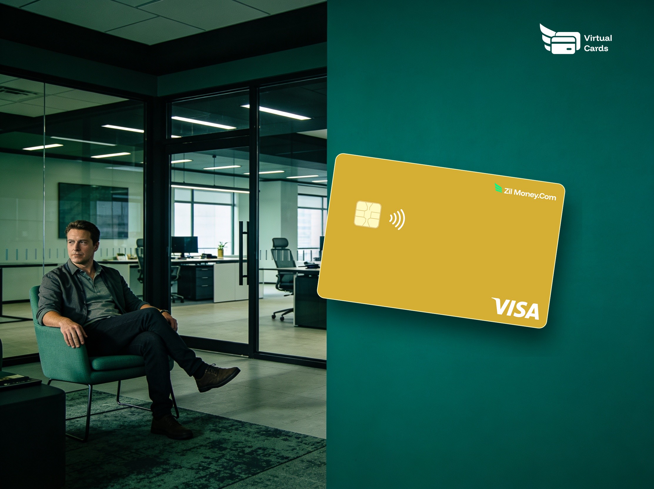 Two window envelopes resting on a wooden desk, representing recurring bills paid on separate capped virtual Visa cards.